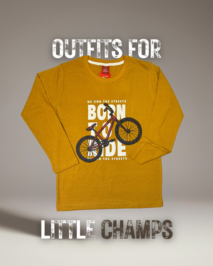 Born to Ride – Mustard Full Sleeve Tee for Little Champs