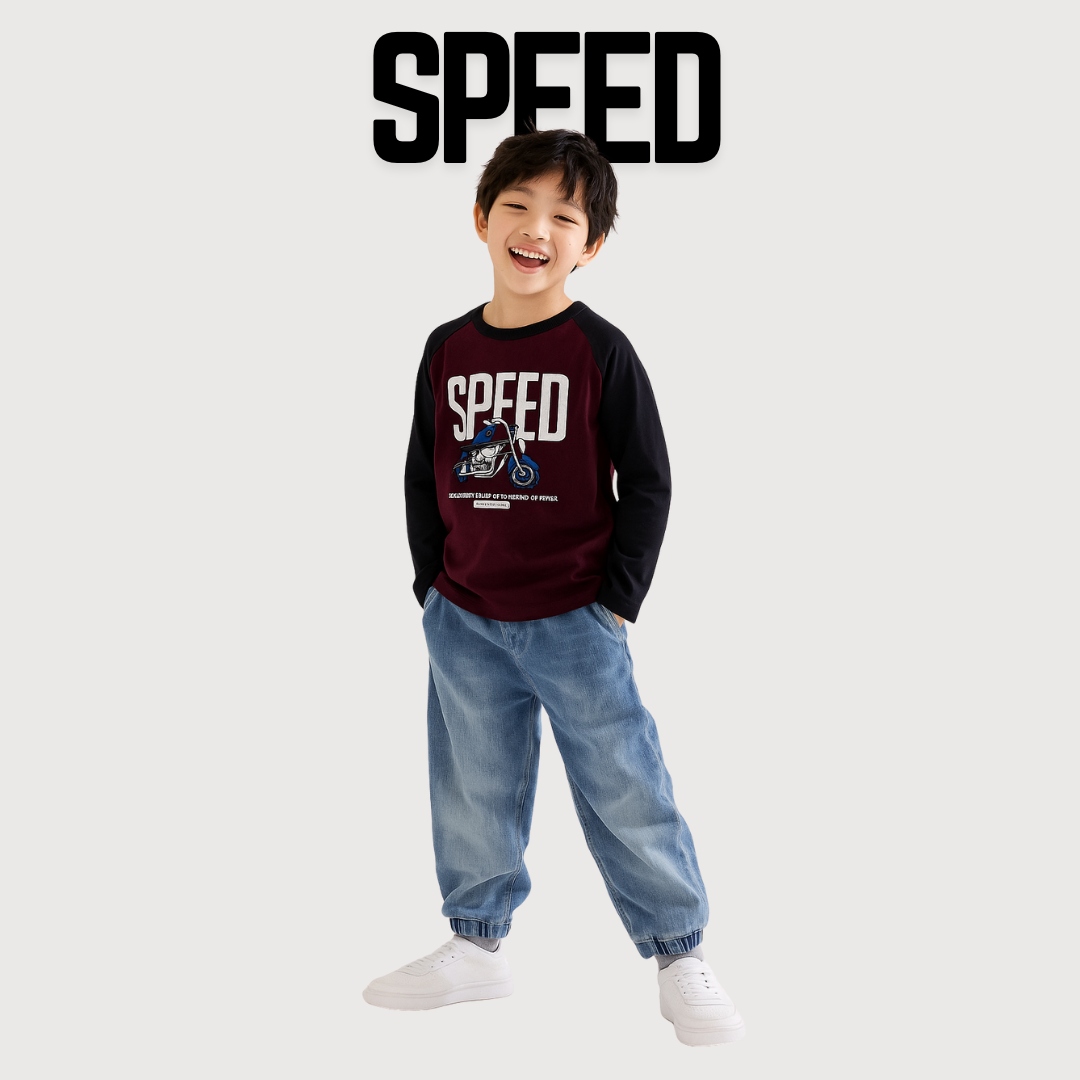 Speed Motorcycle Long Sleeve Tee for Little Champs