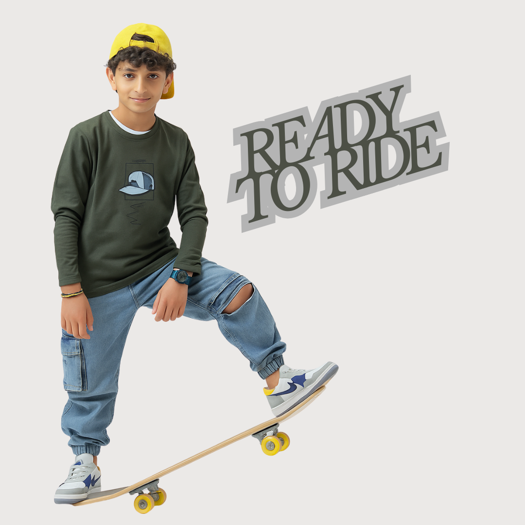 Cool Cap Graphic Long Sleeve Tee for Little Champs