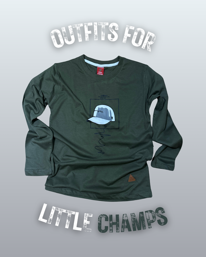 Cool Cap Graphic Long Sleeve Tee for Little Champs